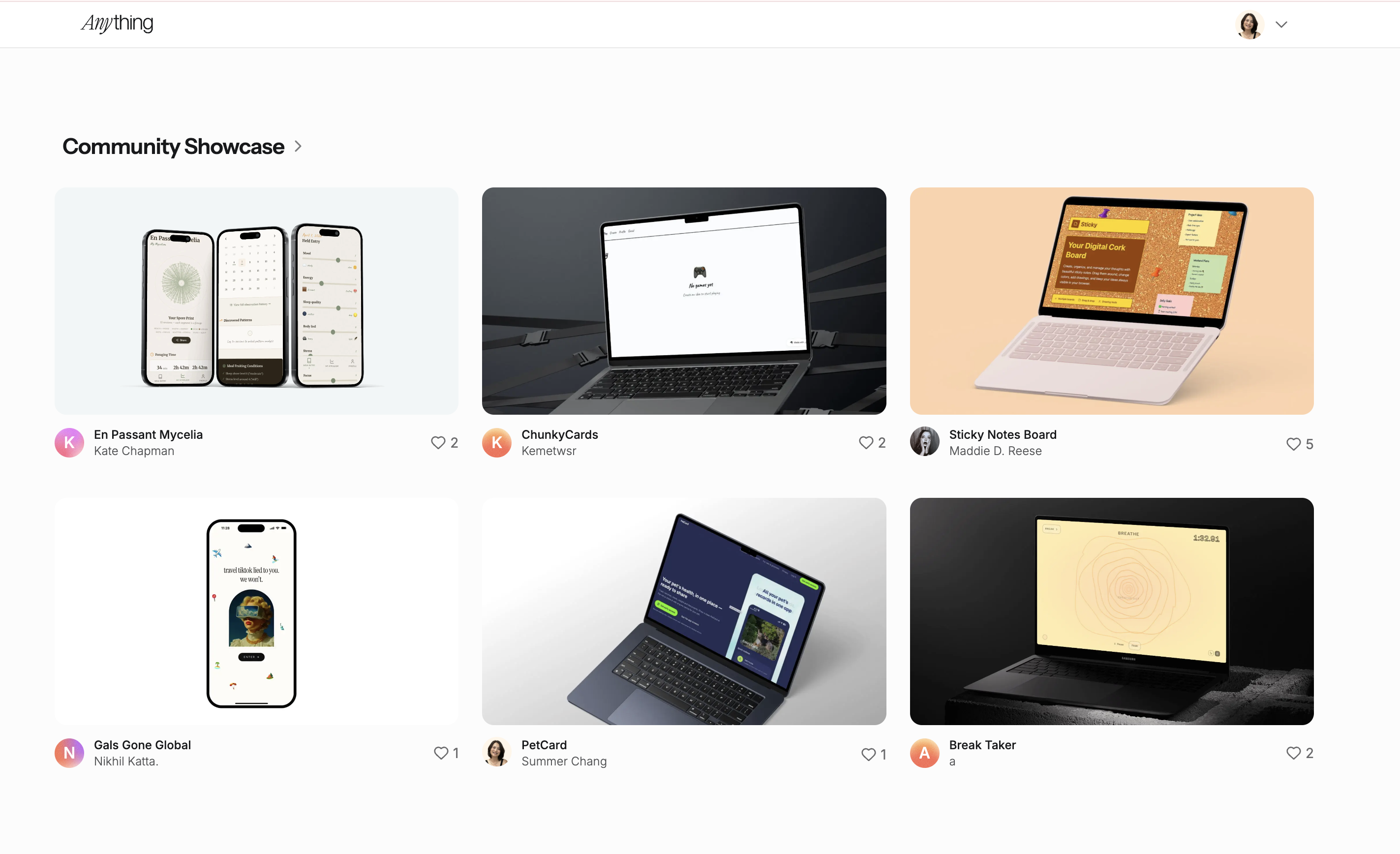 PetCard featured on Anything's community showcase